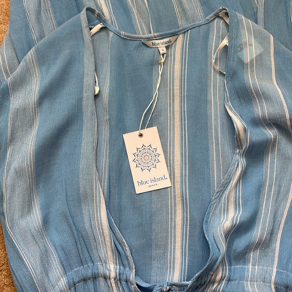 Blue and White Striped Maxi Cover Up - Picture 3 of 3